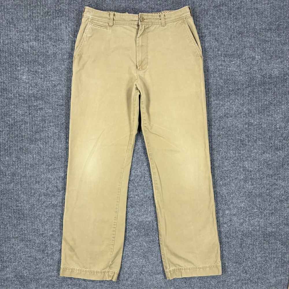 Trevero Mens Chino Pants Size 36x34 Flat Front Casual Cotton Beige High Rise